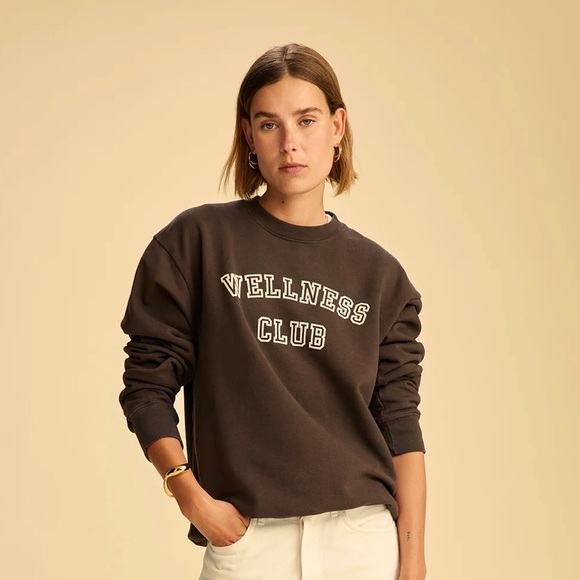 Sporty & Rich Wellness Club Crewneck Sweatshirt Brown MEDIUM - Picture 3 of 5